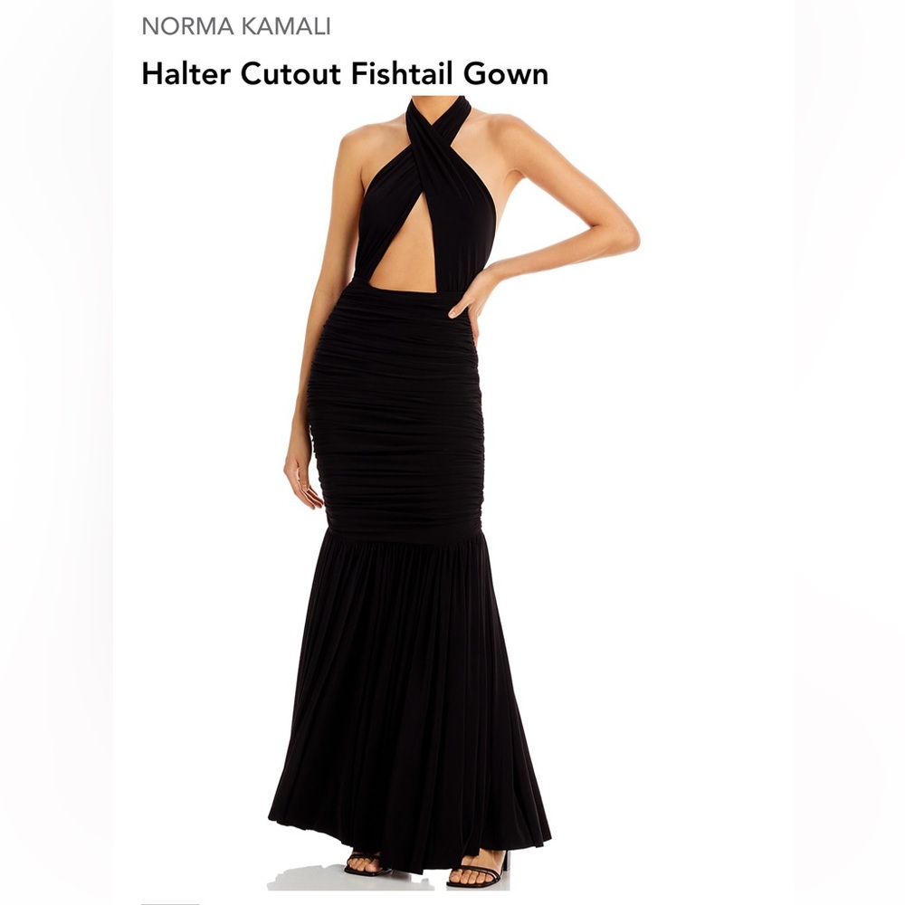 Norma Kamali Halter Cutout Fishtail Gown